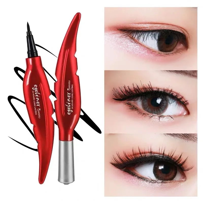 2.5g Red Feather Eyeliner Pen Is Waterproof and Sweat Resistant. It Is Not Easy To Dye Beginners Fluid Eyeliner Pencil
