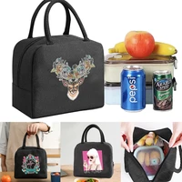 cooler bags lunch bag kids food insulated thermal lunch box handbag women portable organizer color print picnic canvas packet