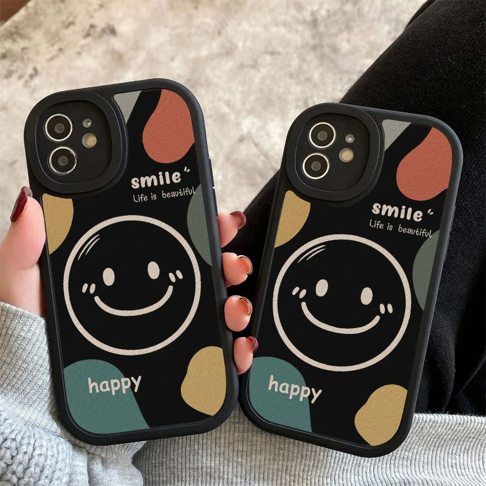

Smile Face Fabric Case For iPhone 11 12 13 Pro Max 7 8 Plus XR X XS Max SE 2 3 Shockproof Back Cover Funda iPhone 11Pro 13Pro