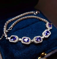 meibapj new item natural tanzanite gemstone bracelet 925 sterling silver blue stone bangle for women fine wedding jewelry