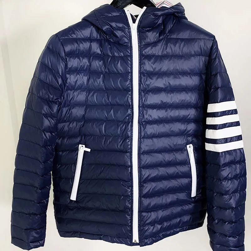 TB THOM Winter Coat New Style White Duck Down Jacket Luxury Design Classic Design White 4-Bar Striped Windproof Down Coat