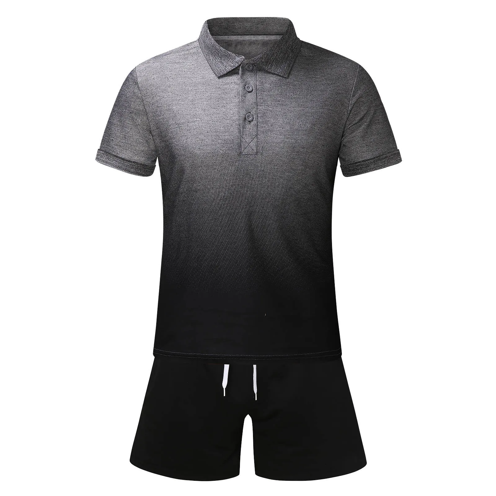 

In Stock Men Summer 2-piece Beach Printed Short Sleeve Shirts & Shorts Pants Sets Simple Casual Style Walking Suit Fast Shipping