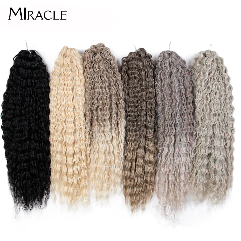 Synthetic Braid Hair Curly Hair Water Wave Twist Crochet Hair Ombre Blonde Hair 24 Inch Deep Wave Braiding Hair Extension images - 6