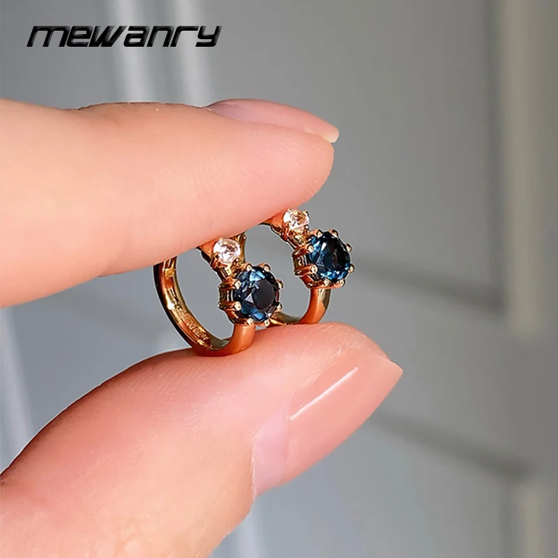 Mewanry синие серьги-кольца с цирконием для женщин и девочек модные милые элегантные