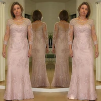 delicate mother of the bride dresses illusion tulle applique lace wedding guest dress plus size floor length evening dresses