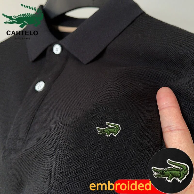 

Cartelo Embroided New POLO Shirt Men's Short Sleeve T-shirt Solid Color Business Premium Paul Shirt Business Polo Neck T-shirt