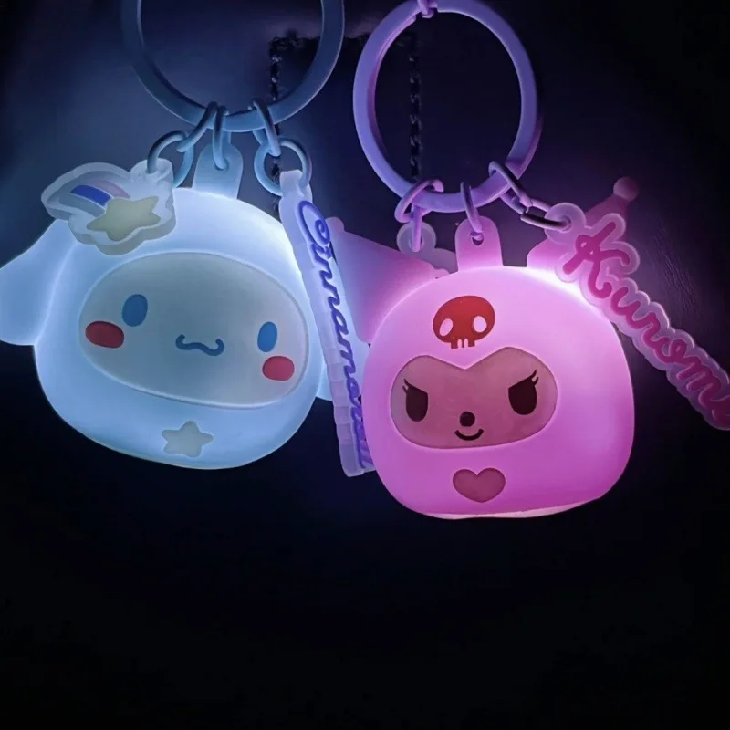 

New Sanrio Series Luminous Keychain Cinnamoroll Kuromi Cute Glowing Keyring Toys for Children Cartoon Doll Pendant Xmas Gift