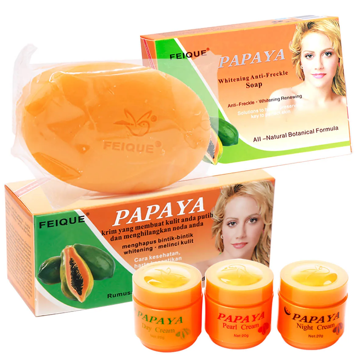 

Organic Papaya Whitening Moisturizing Women Facial Cream, Anti Freckles Wrinkles Aging, Female Face Care Set,for All Skin