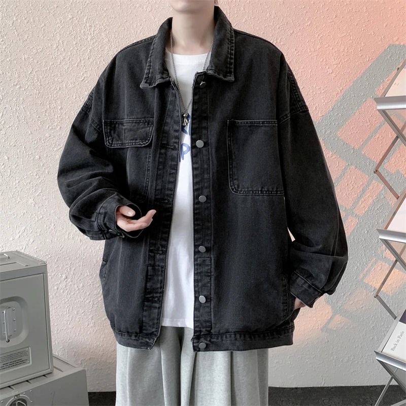 

Vintage washed denim jacket Men's spring and autumn loose work jacket jacket