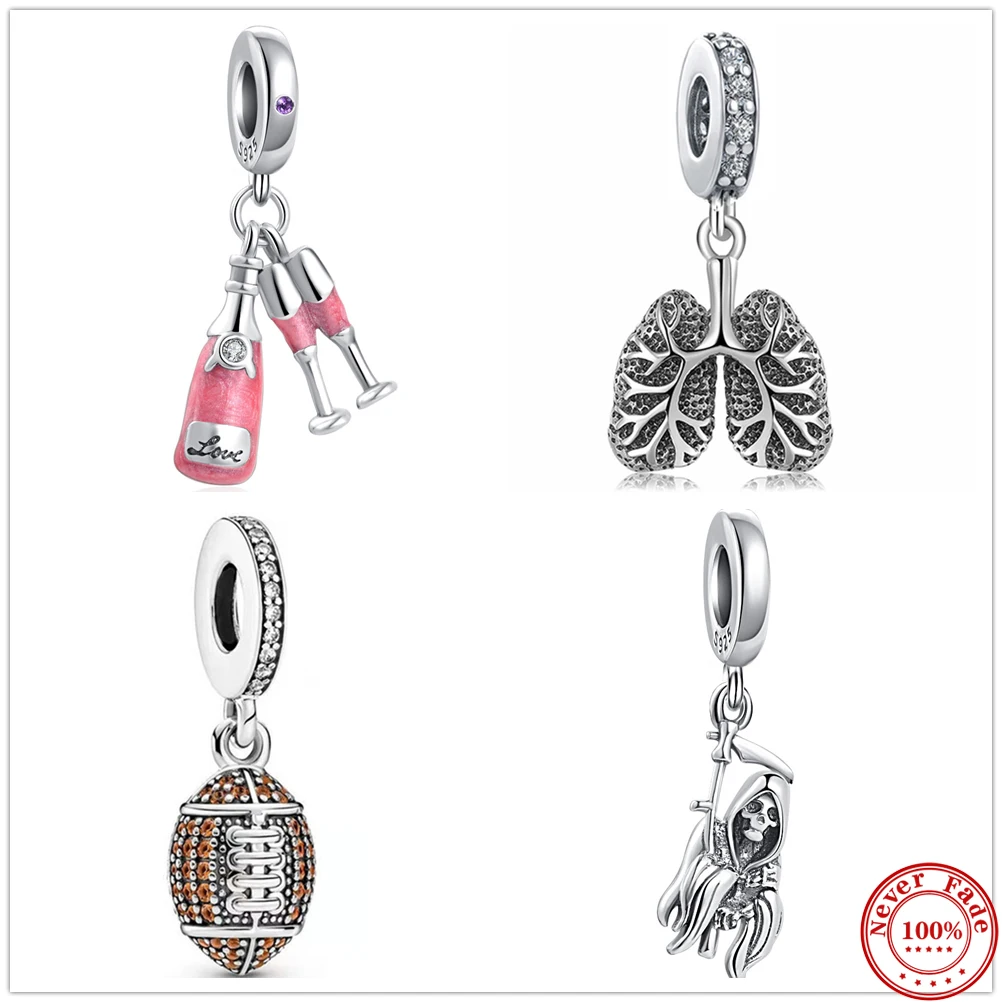 Женский кулон-Скелет из серебра 2022 пробы с подвеской-бусиной |