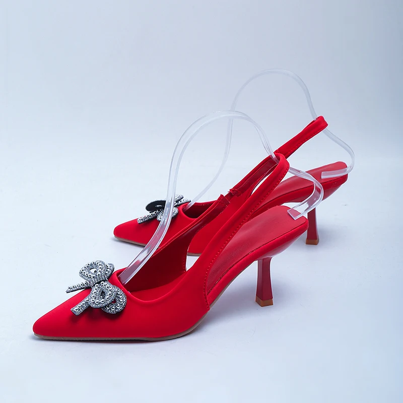 Women Sexy Bling High Heels Sandals Shoes 2023 Summer Luxury Rhinestone Butterfly-knot Party Prom SlippersZapatos De Mujer Pumps