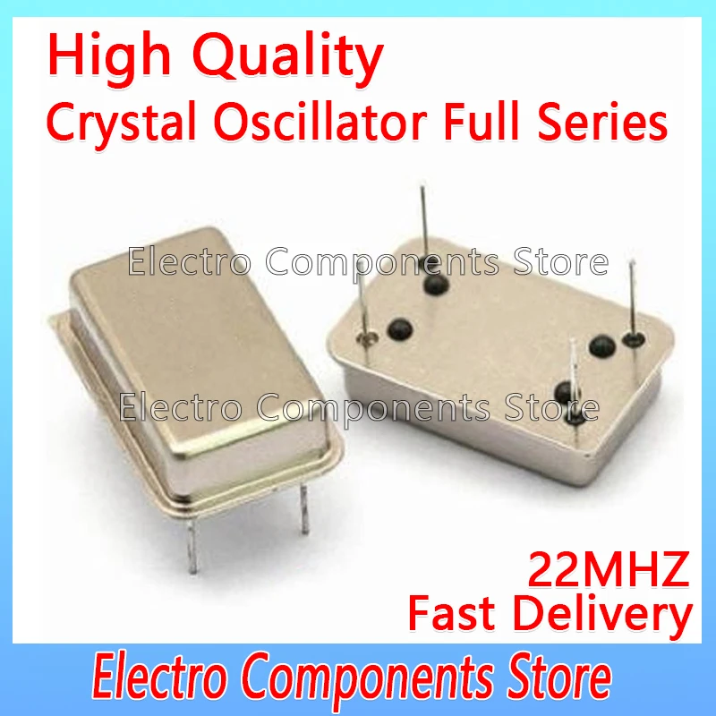 

2PCS 22MHz Crystal Oscillator Throught Hole Active Crystal 22M OSC DIP-4 Rectangular Clock Vibration Full Size 4Pin 22.000MHz