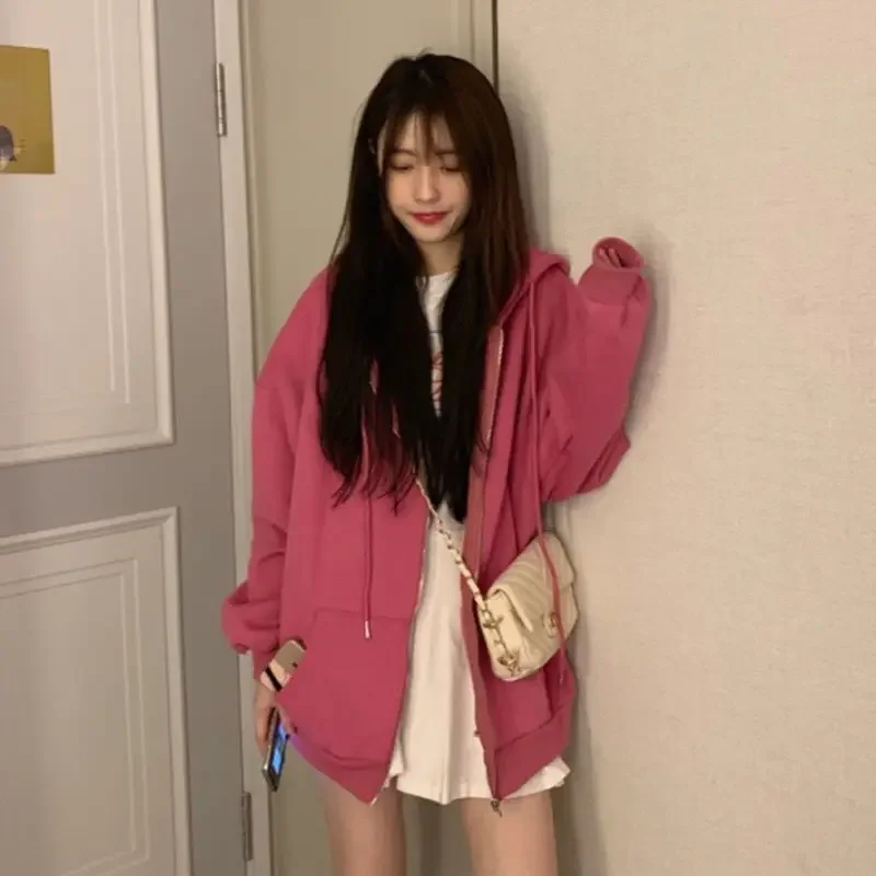 

Женские толстовки с капюшоном и надписью, повседневные универсальные Осенние новые модные толстовки для подростков, Популярная Корейская женская верхняя одежда на молнии