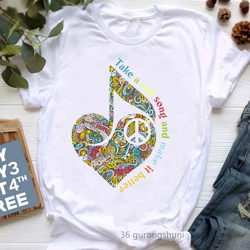 

Футболка женская с принтом грустной песни и принтом с надписью «сделай Ut Better Peace», одежда для музыки в стиле хип-хоп, женская футболка в стиле Харадзюку