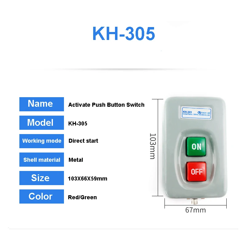 

KH-201 KH-305 ВКЛ-ВЫКЛ 3P 30A/250V 20A/380V переключатель переключателя с кнопкой управления, стартовый переключатель электродвигателя