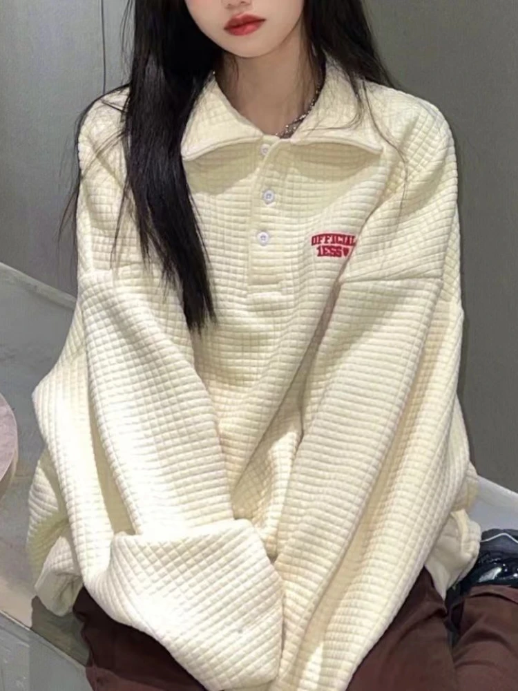 

Хучжоу Харадзюку винтажный свитшот, женские свободные уличные толстовки большого размера, осенние корейские модные женские топы, шикарные