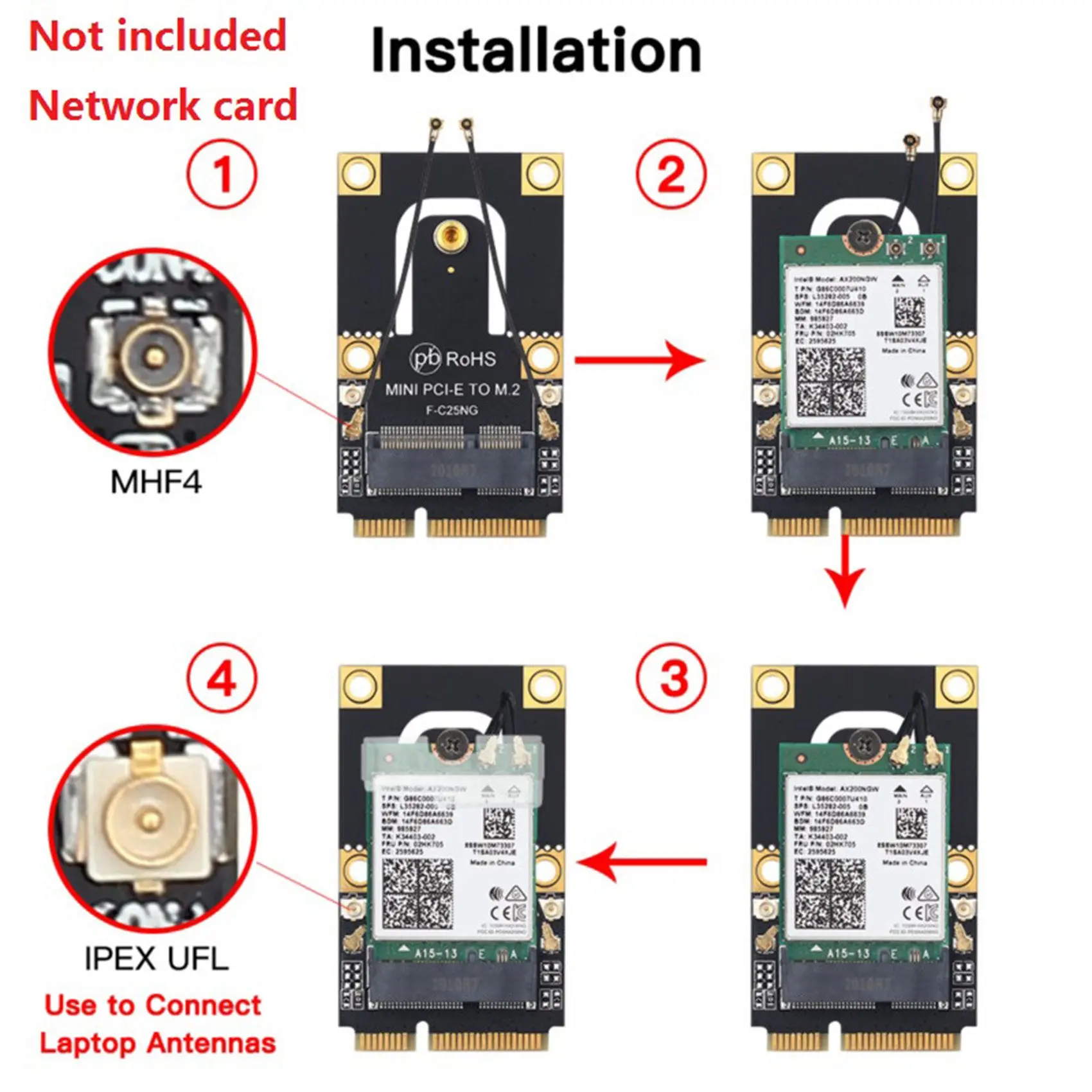M.2 NGFF к Mini PCI-E (PCIe + USB) адаптер для Bluetooth Wifi Wlan беспроводной карты Intel AX200 9260 8265 Ноутбук.