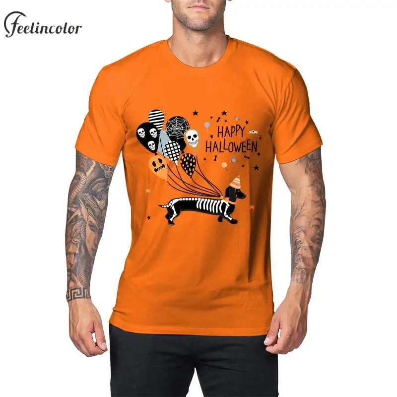 Счастливый Хэллоуин Мужская футболка черные белые полосы новинка тройник Тыква