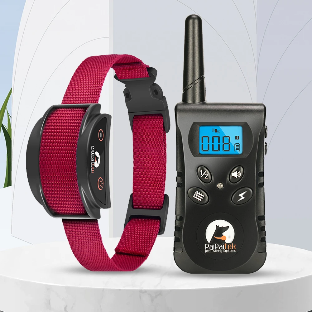 

500M Dog Barking Control Collar Remote Control Anti Barking Training Collar Rechargeable Sound Vibration Shock for All Size Dogs