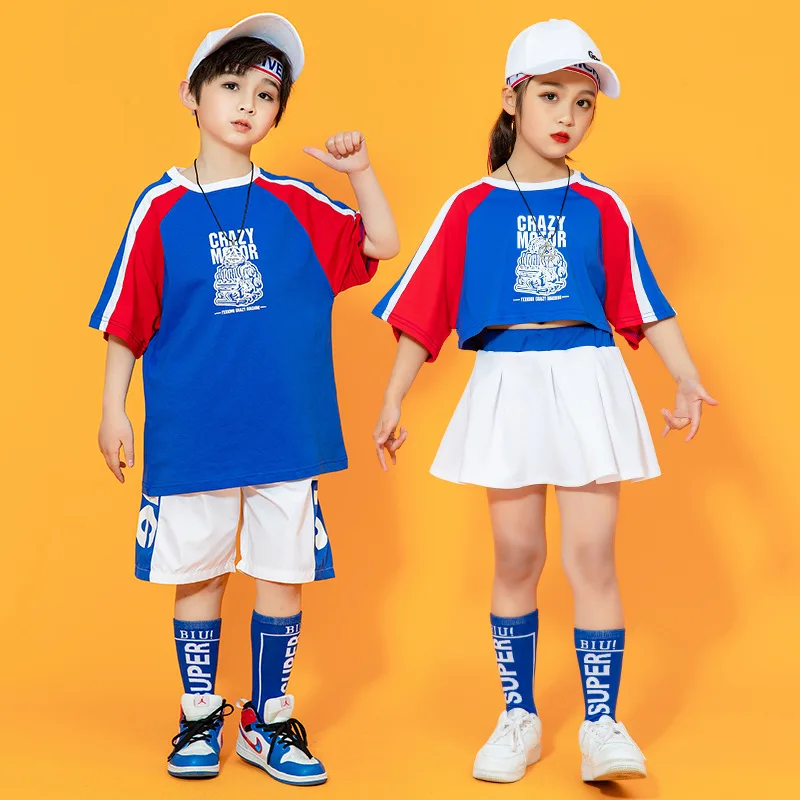 

Детская летняя спортивная одежда для мальчиков футболка с коротким рукавом топ шорты Подростковый Костюм для танцев в стиле хип-хоп Детска...