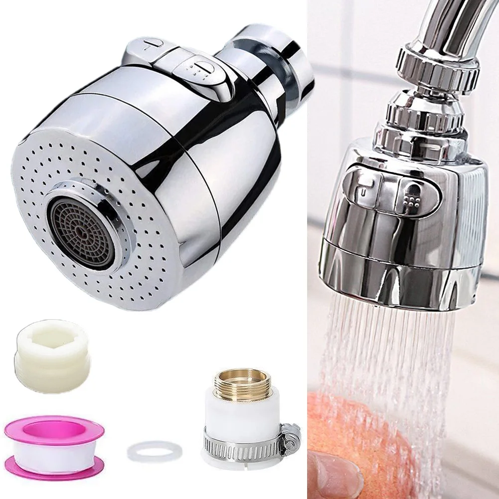 

360 Degree Rotatable Aerator Kitchen Water Saving Tap Aerator Adjustable Universal Adapter Dual Mode Sprayer Faucet Connector