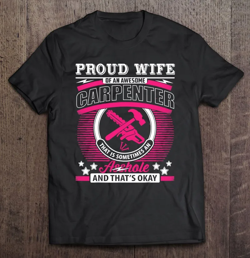 

Женская футболка с принтом гордости жены потрясающего плотника, футболка большого размера, футболка оверсайз, футболки с принтом аниме, жен...