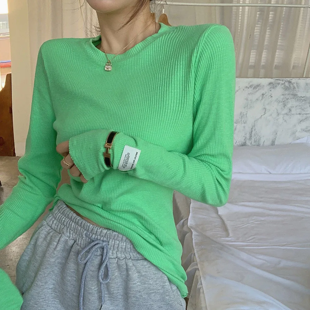 

Candy colors Knitted Women's Sweater Solid Drop O-neck Long Sleeve Pullovers Female 2022 Lady Fashion Jumpers