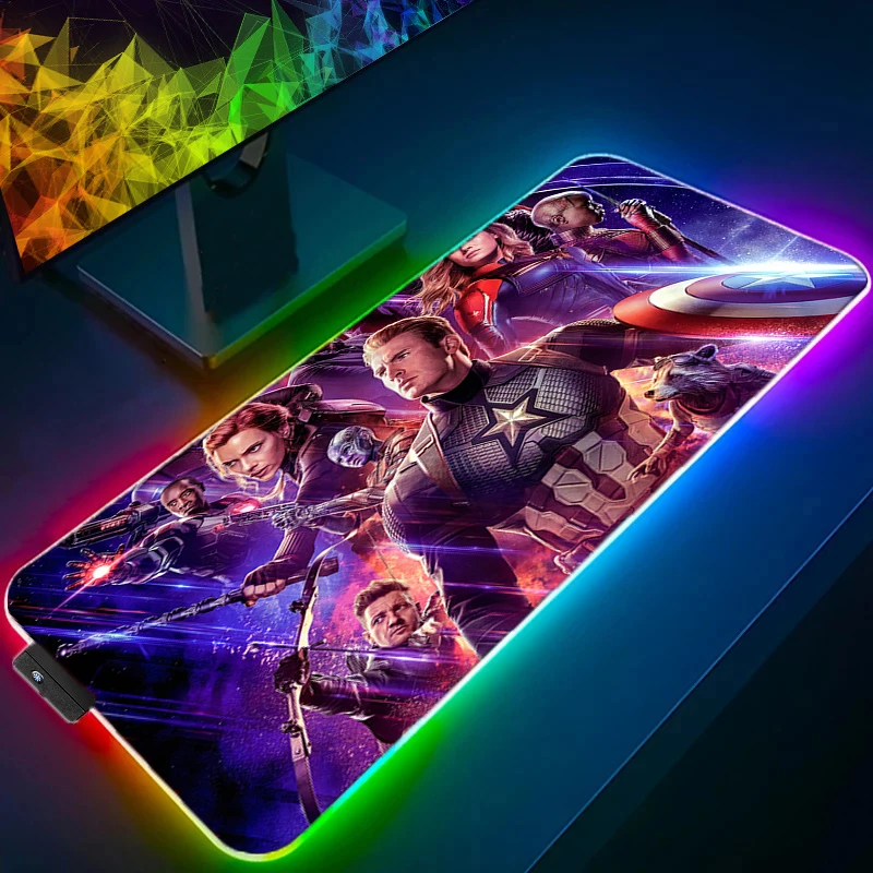 

Коврик для мыши «мстители» с RGB-светодиодами, компьютерный игровой ковер с Аниме Коврик для клавиатуры, игровые коврики для ПК, скоростные к...