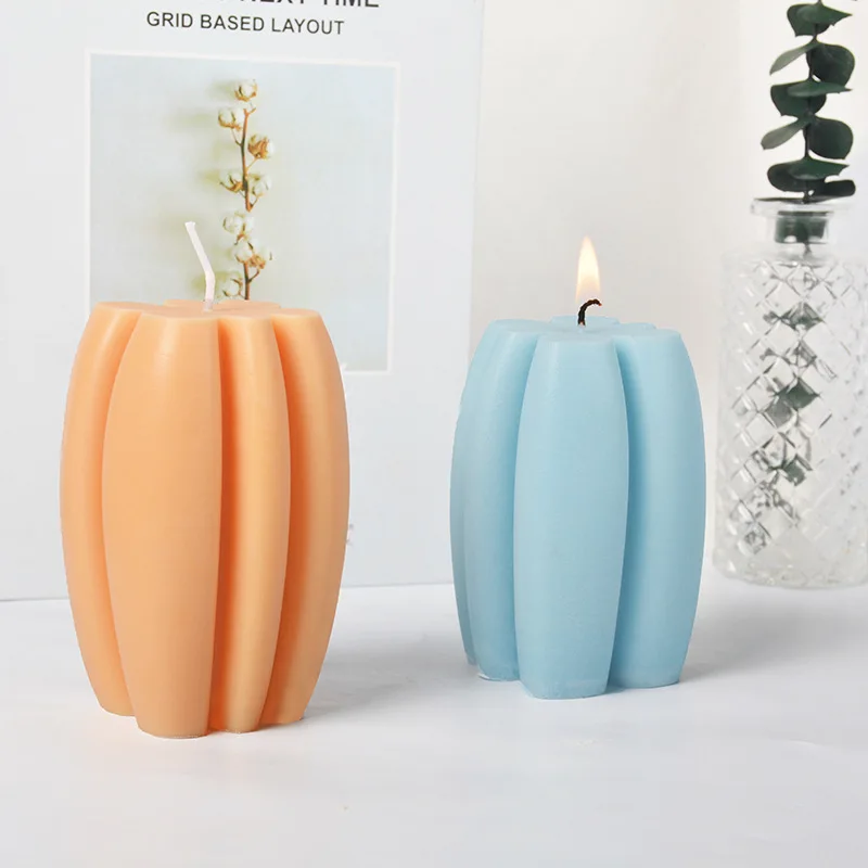 

6-Petal Pumpkin Pillar Silicone Mold DIY Scented Candles Making Supplies 3D Clay Plaster Soap Mould Epoxy Resin Mold Home Decor