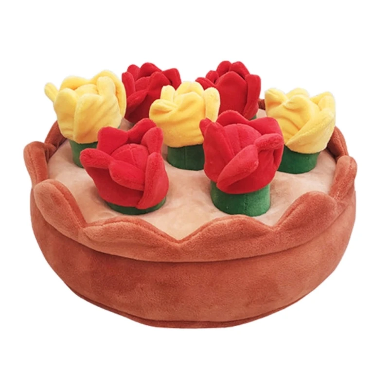 

Dog Snuffle Flower Plush Toy Pull Tulips for Dogs Interactive Stuffed Chew Toy