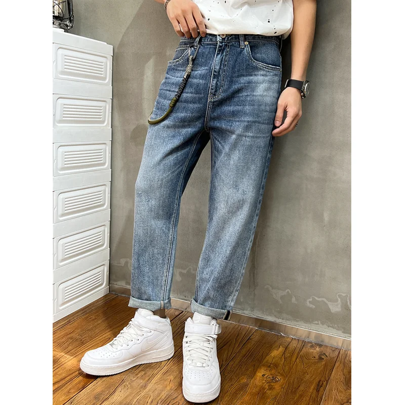 Men Clothing 2022 Autumn and Winter New Straight Loose Cylinder Jeans Vintage Comfortable Blue Temperament Harun Trousers Female