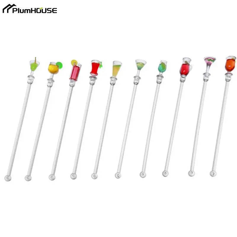 10Pcs 23cm Stirring Acrylic Stirrers Kitchen Juice Party Cocktail Drink Mixer Swizzle Stick Wine Agitators Blender Bar Tools
