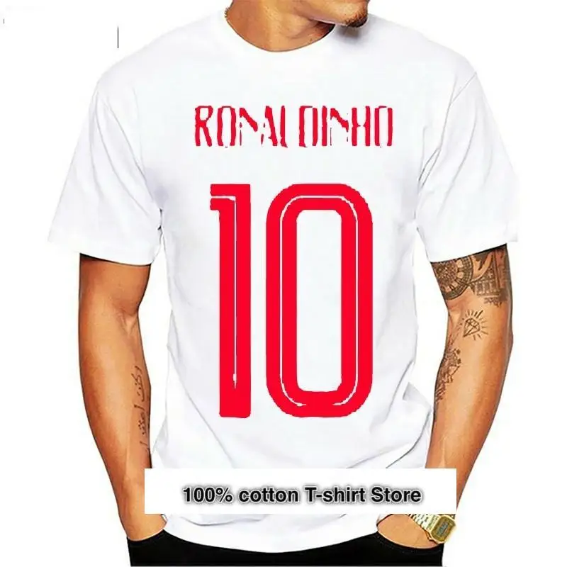 

Camiseta de manga corta para hombres, camisa Hipster, con número 10 del mundo, Ronaldinho, 10 colores, 2018