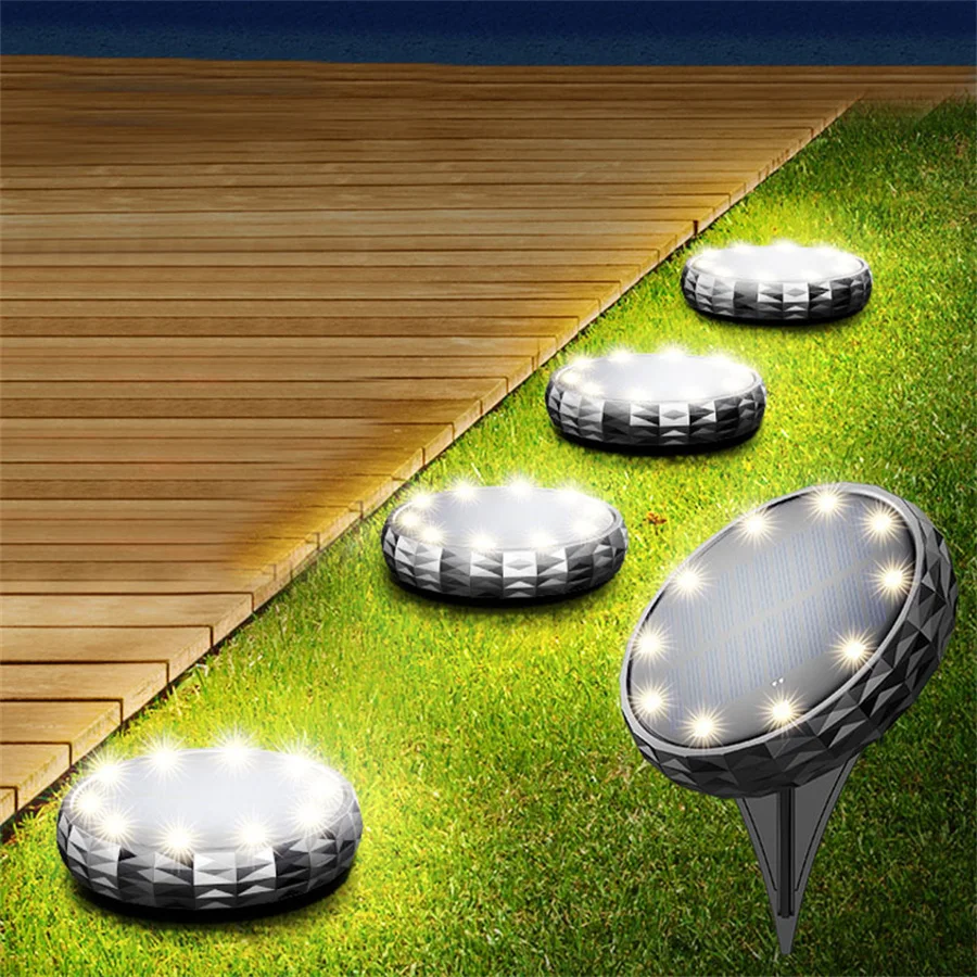 

Solar Powered Ground Lamp IP65 Waterproof 10 LED Solar Garden Pathway Light Outdoor for Landscape Walkway Driveway Decor