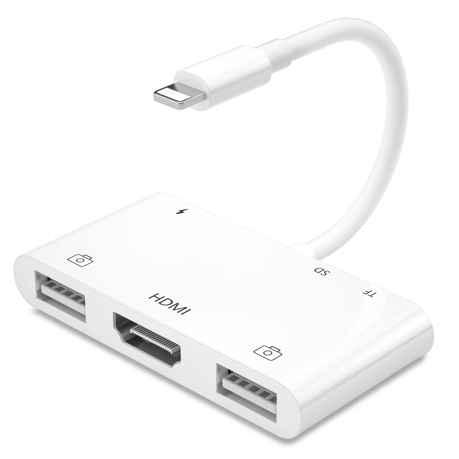 

6 in 1 Lightning to HDMI Adapter USB SD TF Card Reader Digital AV TV OTG 1080P Cable Hub For iPhone 12/11Pro /X /XR /Xs Max/iPad