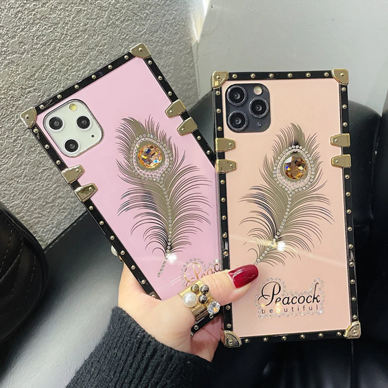 

Роскошные квадратные телефонные чехлы с металлической рамкой для IPhone 13 Pro Max 12 Mini 11 XR Xs 7 Plus Lingyu, чехол с кристаллами и бриллиантами 13 Pro, чехлы