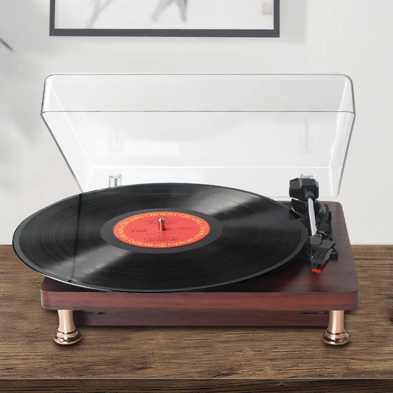 

Retro Vinyl Record Player w/ Dustproof Cover Classic Nostalgic Style Record Player 33/45/78RPM Turntables Gramophone Phonograph