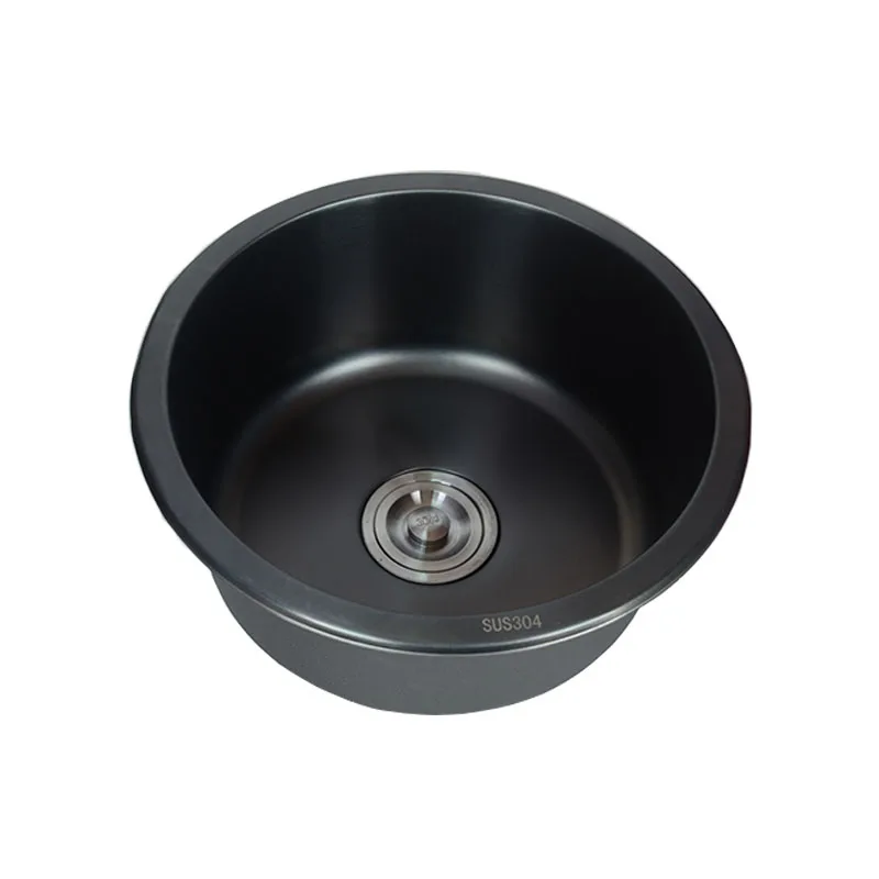 

Black Nano round Mini Small Sized Sink Single Sink 304 Stainless Steel Bar Counter Balcony Kitchen