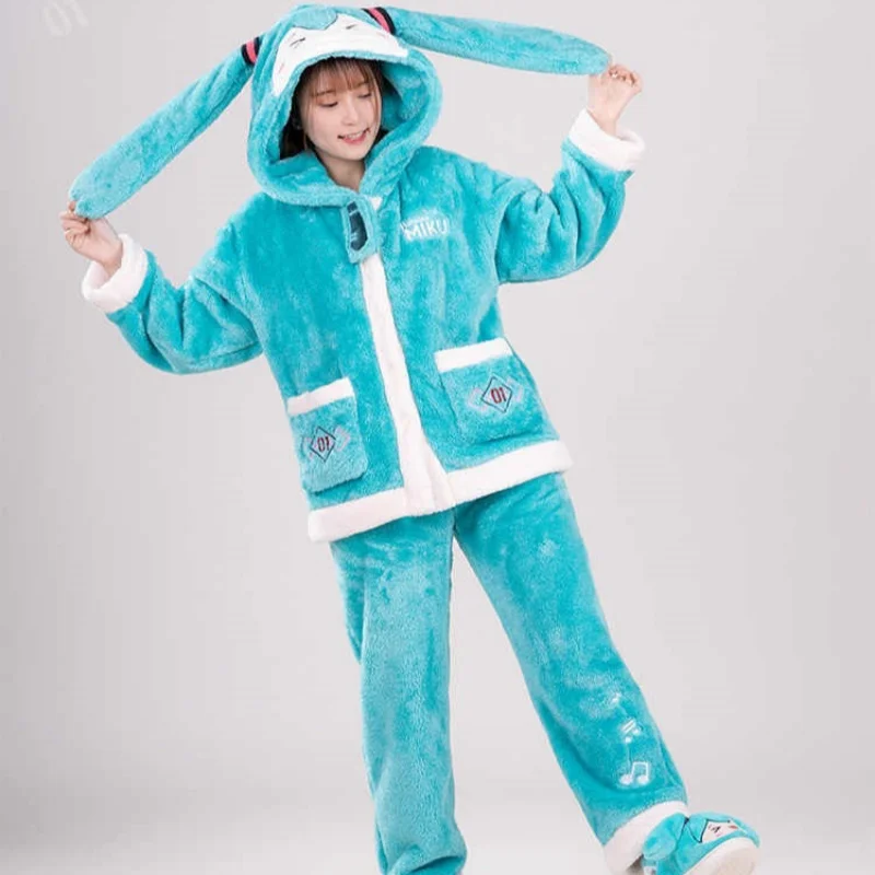 Зимняя свободная теплая Пижама Hatsune Miku серии Happy Home Y2k комплект плюшевой домашней
