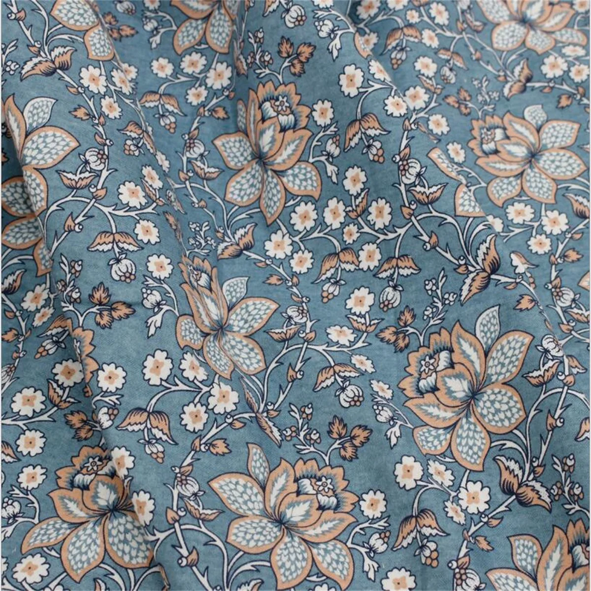 

Korean style big flower printed cotton fabric for women's children's dress cloth DIY sewing material by the meter