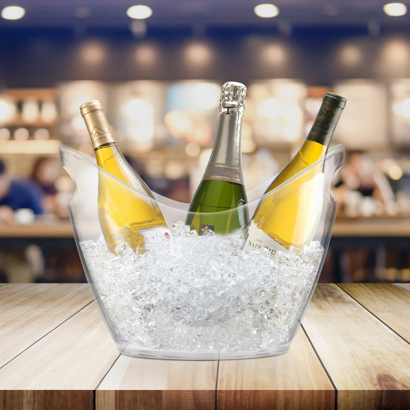 

Transparent Ice Storage Bucket Party Drink Cooler Basket With Handles Bowl Home Bar Supplies Ice Bucket Container Champagne Can