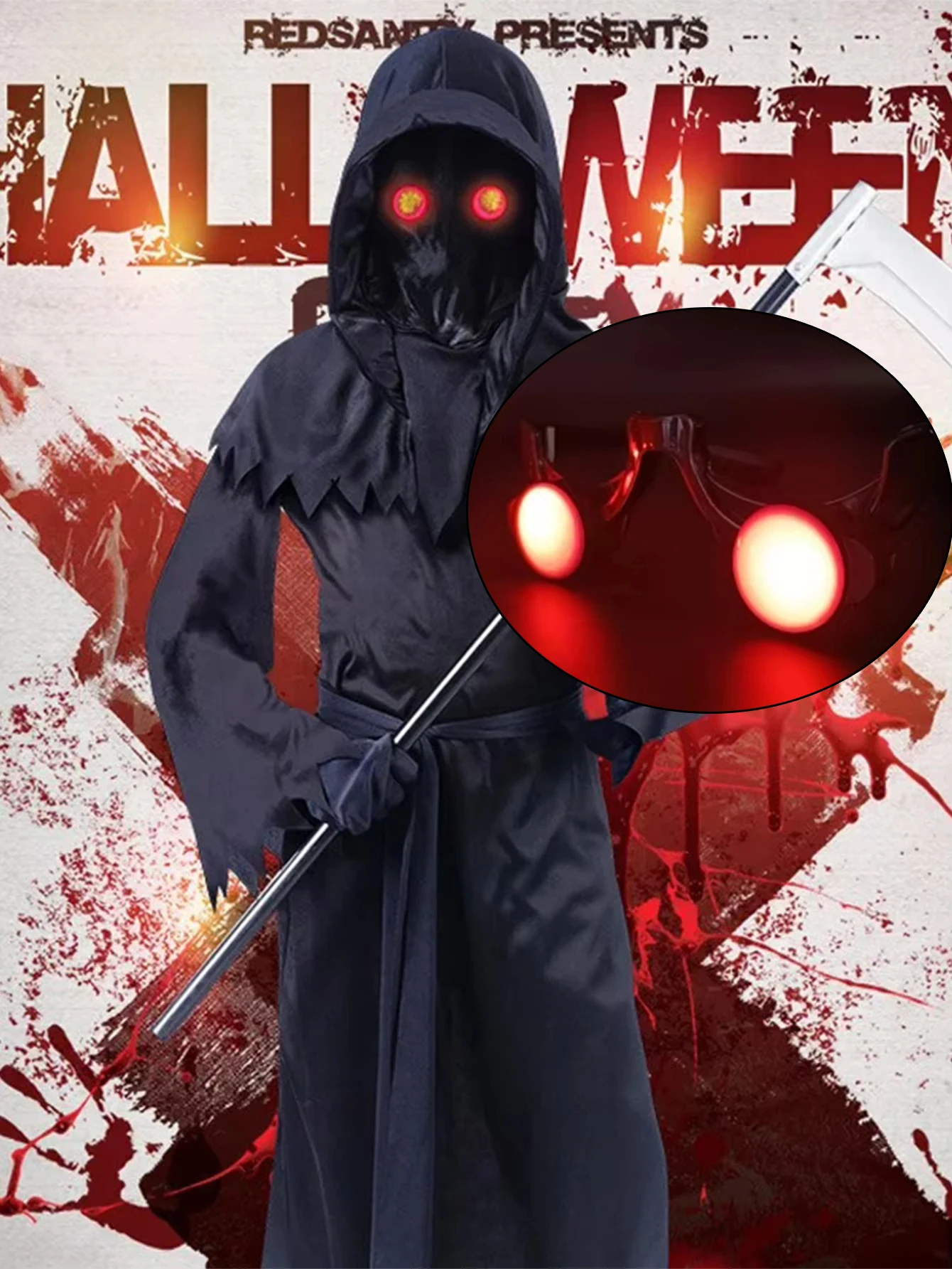 Страшные Очки Для Хэллоуина С Красными Глазами Светящиеся Встроенные Батарейки