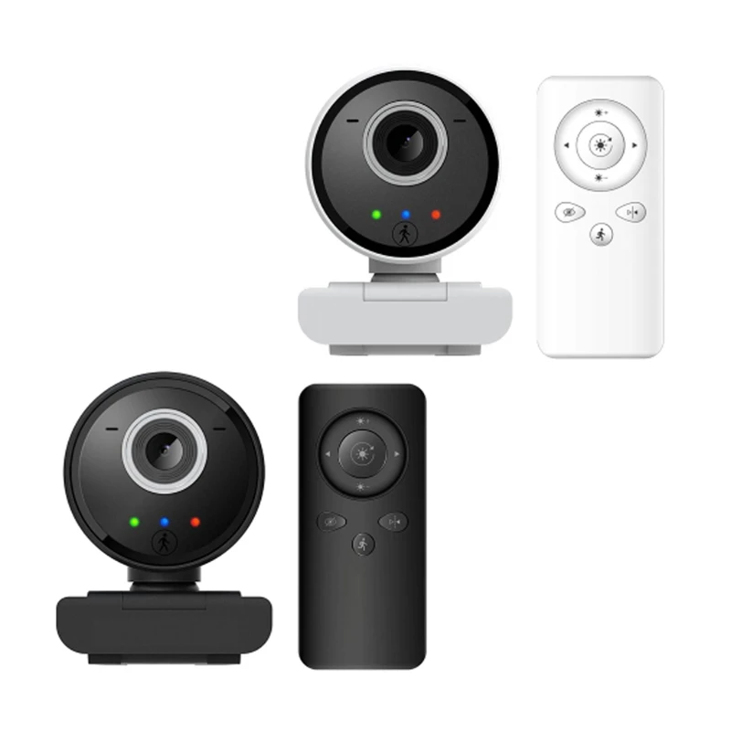 

Веб-камера с высоким разрешением 1080P, AI Humanoid со встроенным двойным микрофоном + пульт дистанционного управления, широкий угол обзора 350 °, для...