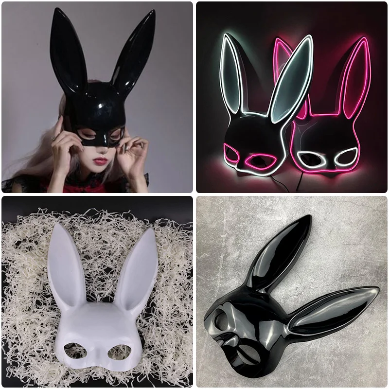 

Glowing Sexy Bunny EL Wire Mask Cosplay Costume Accessories Luminous Rabbit LED Mask For Nightclub Dance Party