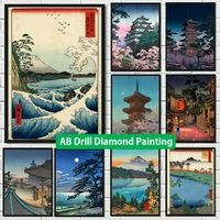 vintage series japanese landscape ab diamond painting mosaic 5d diy embroidery cross stitch art rhinestone home decor 2022 new