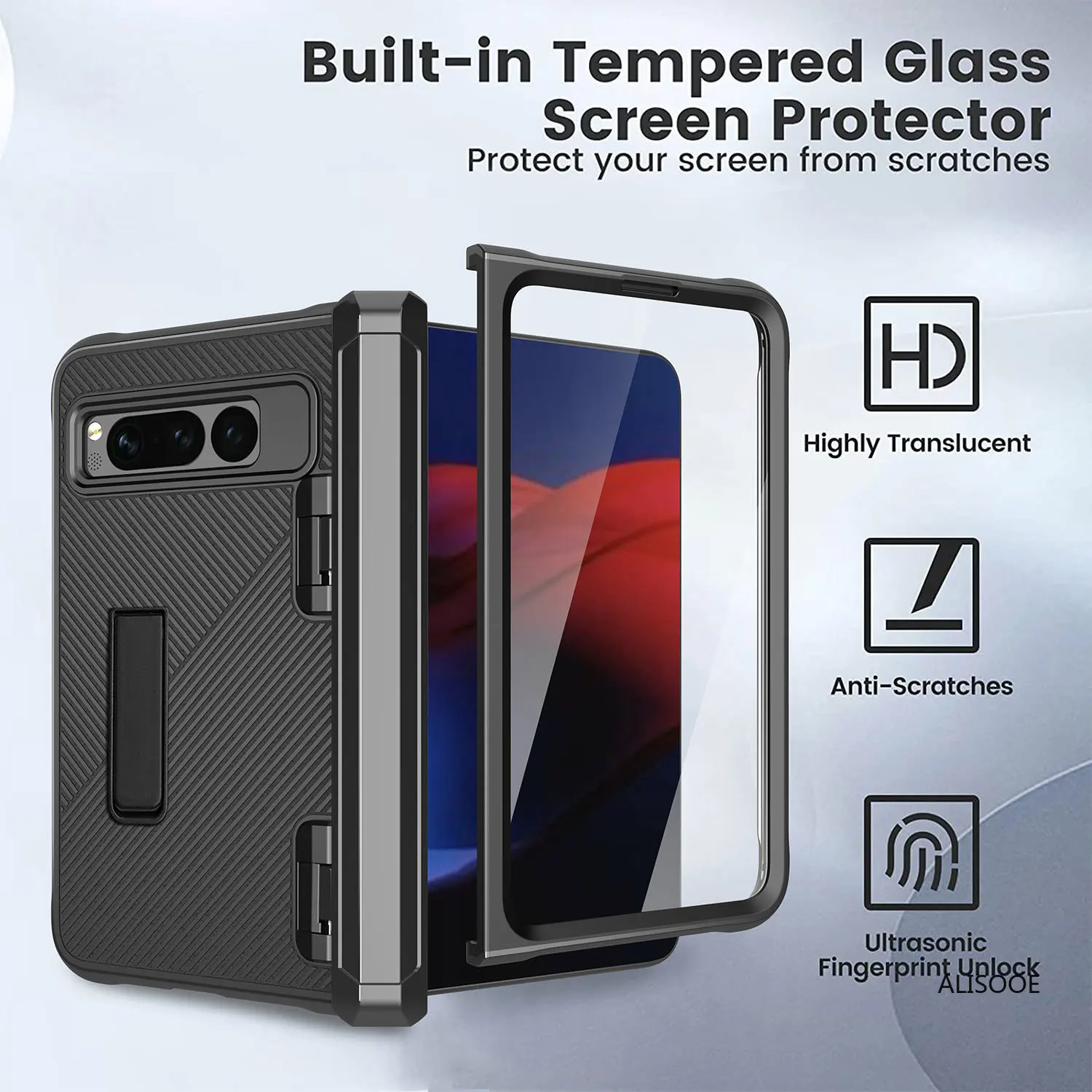 

Armor Hinge Kickstand Capa for Google Pixel Fold 5G Case Hinge Full Protection Front Screen Glass Hard Plastic Shockproof Cover