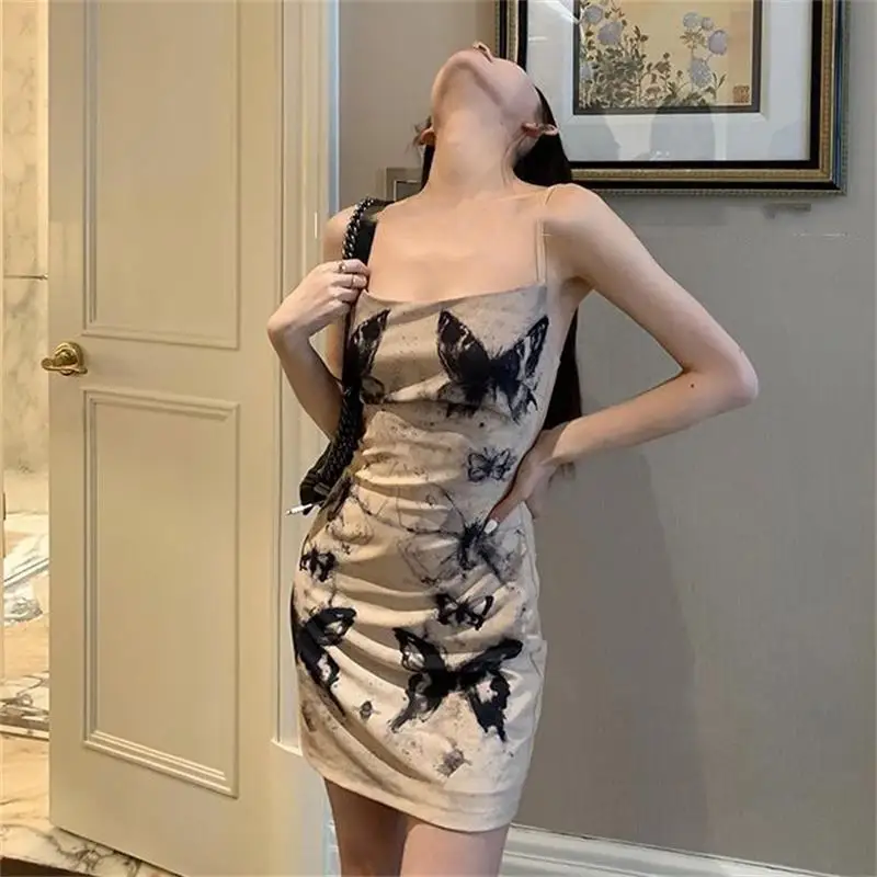 Женское платье с принтом пикантное рукавами одежда Y2k