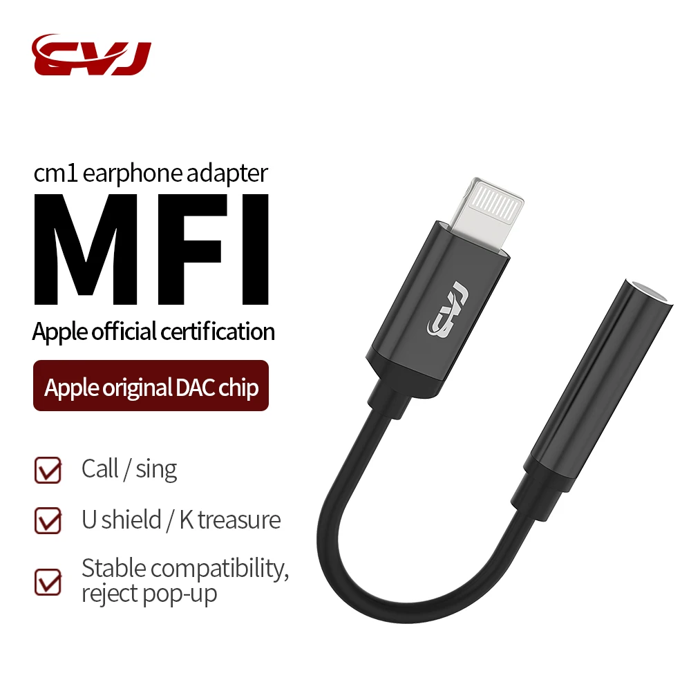 

CVJ CM1 for Apple headphone Transfer joint MFI authentic lightning to 3.5mm iphone 7 8 X 13 14 IOS Mini cable adapter