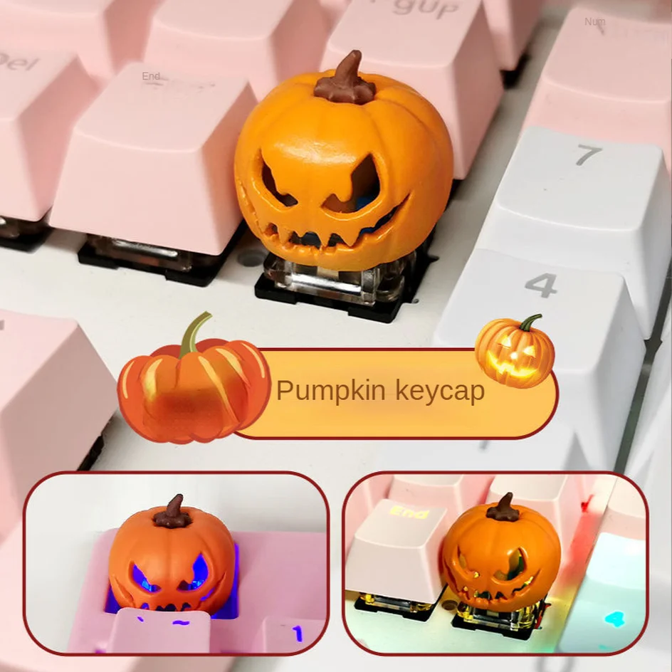 

Cartoon Pumpkin Stereo Key Cap for Mechanical Keyboard Translucent Handmade Resin Key Cap Keyboard Decoration Gift