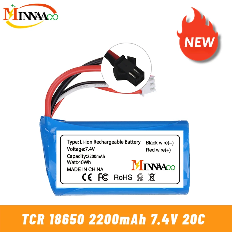 

7.4V 1500mah/2200mah/3000mah 18650 Lithium battery for Q46 Wltoys 10428/12428/12423 WPL MN99S D90 U12A S033g for rc boat and car